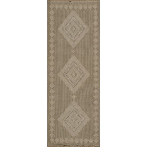 Tapis de Couloir Bohème en Jute Lavable en Machine Beige Ivoire 79x220