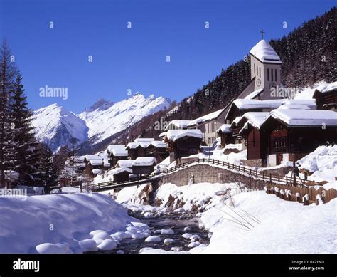 winter blatten village canton valais switzerland europe lotschental