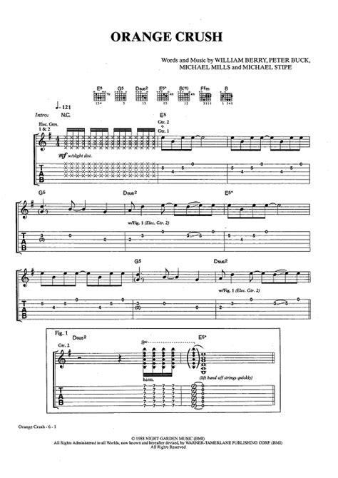 Orange Crush" Sheet Music by R.E.M. for Guitar Tab/Vocal/Chords - Sheet ...