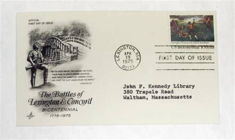 First day of Issue: Battles of Concord & Lexington – All Artifacts – The John F. Kennedy ...