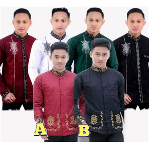 Jual Kemeja Koko Batik Bordir Pintu Aceh Baju Koko Kombinasi KEMKO