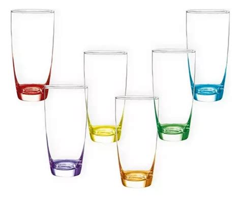 Juego De 6 Vasos De Vidrio Con Fondo De Colores Glazé Envío gratis