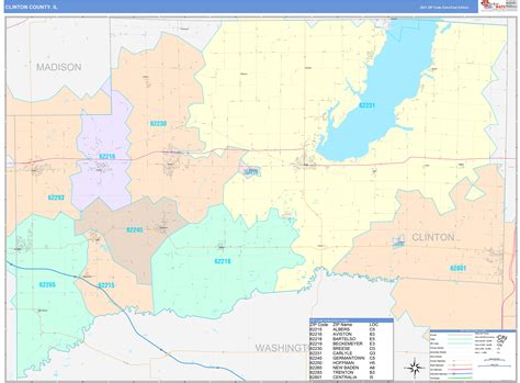 Clinton County Il Wall Map Color Cast Style By Marketmaps