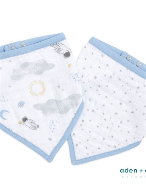 Lot De Bavoirs Bandanas En Coton Space Explorers Bleu Kiabi Nu