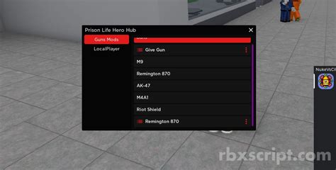 Prison Life Walkspeed Gun Mods GIve Guns Scripts RbxScript