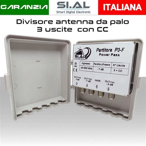 Partitore Antenna Tv Uscite Da Palo Divisore Con Passaggio Cc Su Tre