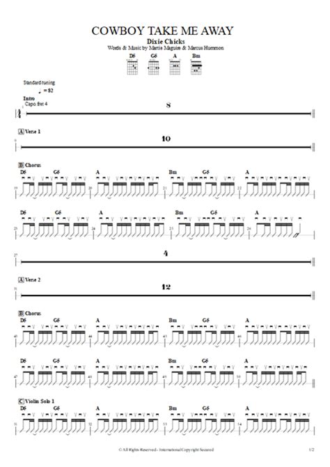 Cowboy Take Me Away Tab By Dixie Chicks Guitar Pro Guitars Bass