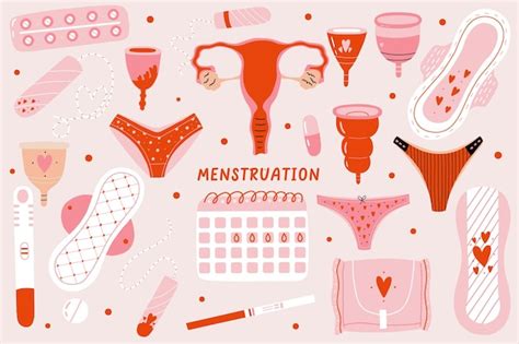 Grande coleção de elementos do período de menstruação feminina Vetor