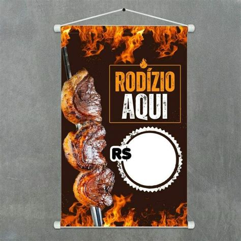 Banner Impresso em Lona Personalizado Para Churrascaria Rodízio