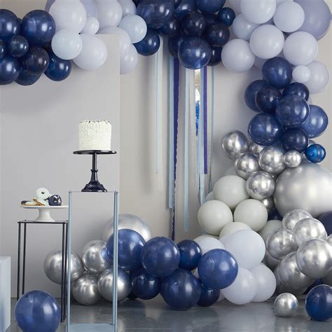 Luxe Silver Navy Blue Balloon Arch Kit Ginger Ray