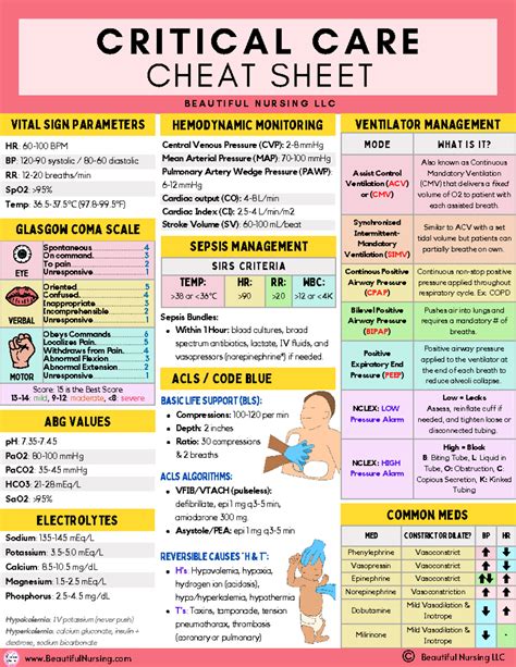 Critical Care Cheat Sheet Copyright BN - EYE Spontaneous