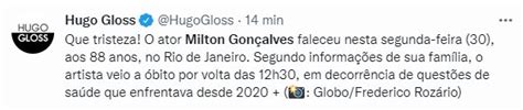 Famosos lamentam morte de Milton Gonçalves Metrópoles