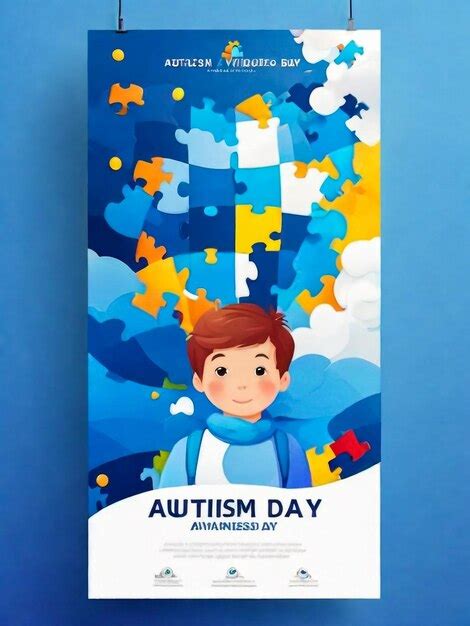 Premium Photo Autism Awareness Day Vertical Poster Flyer Design