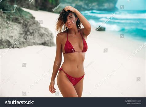 Portrait Gorgeous Woman Red Bikini On Stock Photo 1089996239 Shutterstock