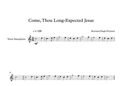 Come Thou Long Expected Jesus Rowland Hugh Prichard Tenor Sax