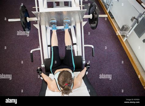 Fit Brunette Doing Exercises For Legs Stock Photo Alamy