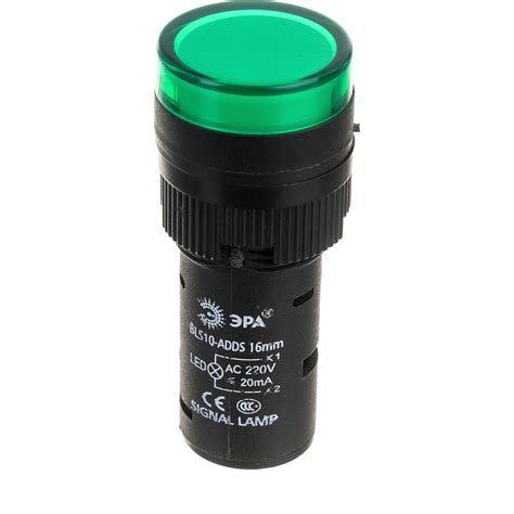Лампа ЭРА AD16DS(LED)матрица, d=16мм, зеленый, 230В AC, 20/1000/28000 ...
