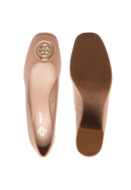 Scarpin Couro Capodarte Logo Nude Compre Agora Dafiti Brasil