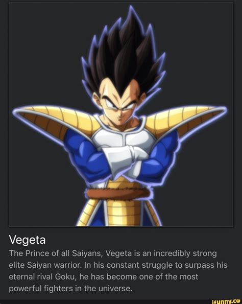 Vegeta The Prince Of All Saiyans Vegeta Is An Incredibly Strong Elite