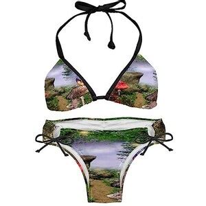 Suojapuku Bikini Da Donna Costume Da Bagno A Due Pezzi Foresta Di Farfalle Di Funghi Insiemi Del