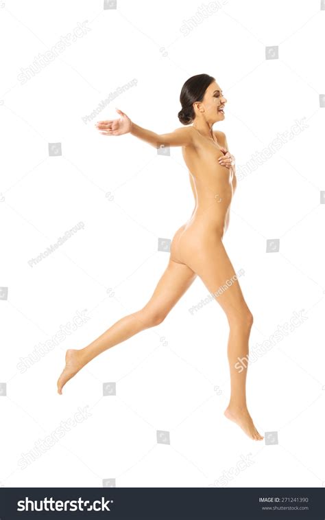 Side View Nude Woman Jumping Touching Stock Photo 271241390 Shutterstock
