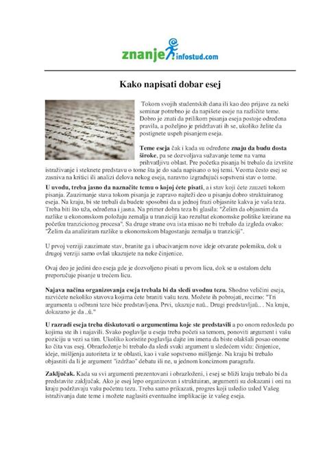 Pdf Kako Napisati Dobar Esej Stud