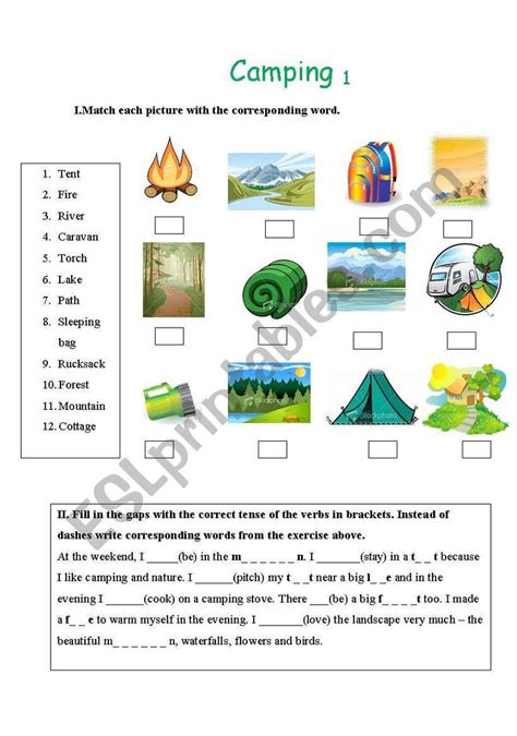 Camping Esl Worksheet By Annima08 Preschool Worksheets Esl Lesson