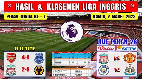 Hasil Liga Inggris Tadi Malam Arsenal Vs Everton Liverpool Vs