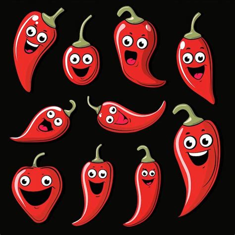 Red Chili Cayenne Peppers Hot Chili Pepper Icon Set Hot Food Spices Healthy Lifestyle Sticker