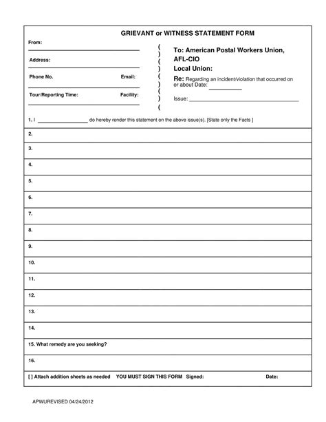 Free Printable Witness Statement Form Templates Pdf Word Example