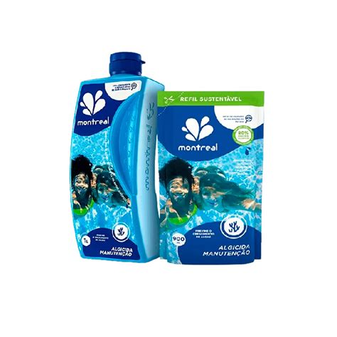 Cloro Algicida Anti Algas Para Piscinas 1 Litro E Refil 900g Montreal