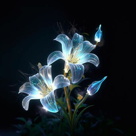 Premium Ai Image A Flower That Is Lit Up With Blue Lights