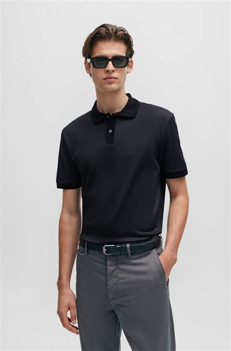 Boss Structured Cotton Polo Shirt With Mercerized Finish