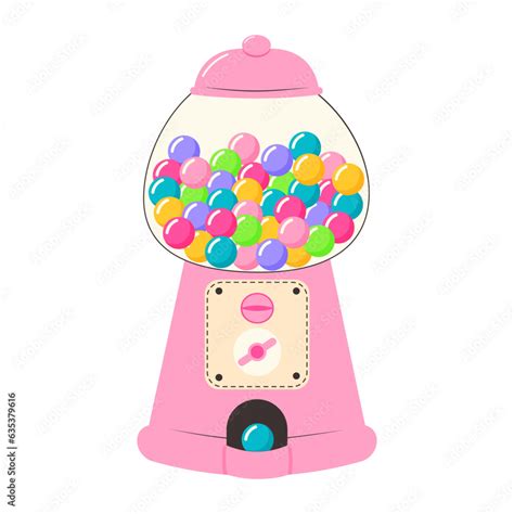 Chewing Gum Machine Old Fashioned Gumball Machine Cartoon Candy Or