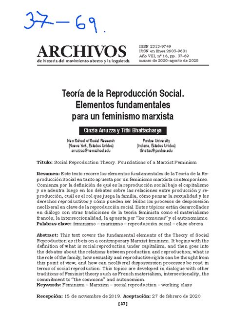 Arruzza Battacharya Teoria De La Reproduccion Social 37 ARCHIVOS