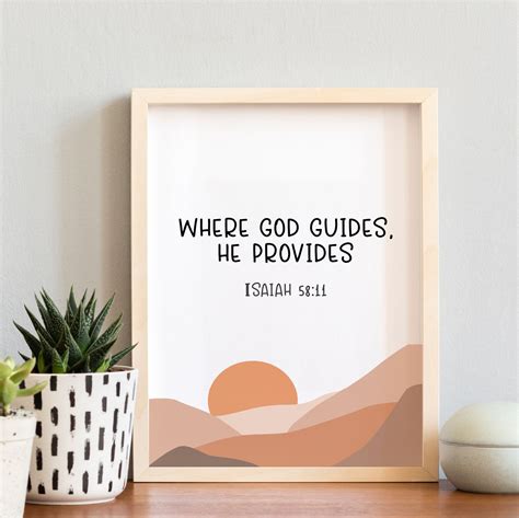 Where God Guides He Provides Isaiah Christian Gift Christian Wall