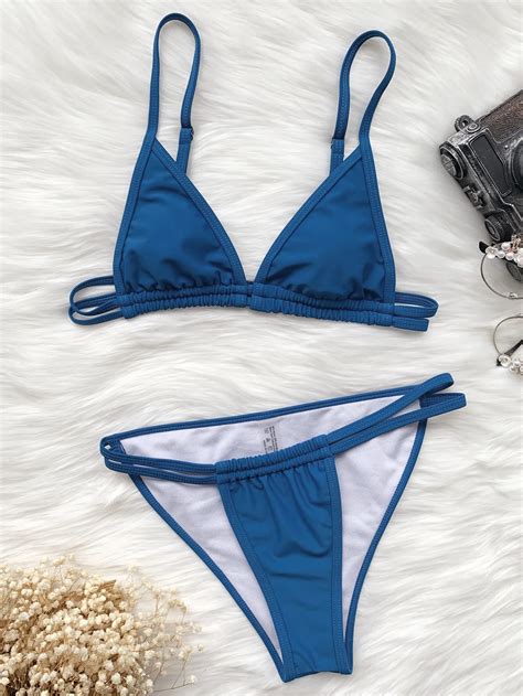 2022 New Two Piece Solid Color Bikini Women Swimsuit Bikini Triangle Sexy Bikini Swimsuit Model