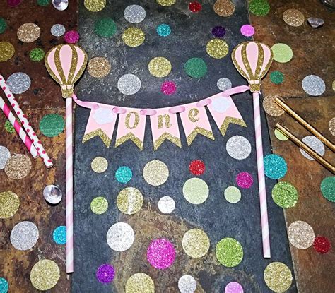 1st Birthday Cake Topper Hot Air Balloon 1st Birthday Cake Etsy