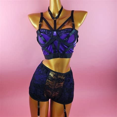Intimates Sleepwear Sexy Purple Velvet Lingerie Set Poshmark