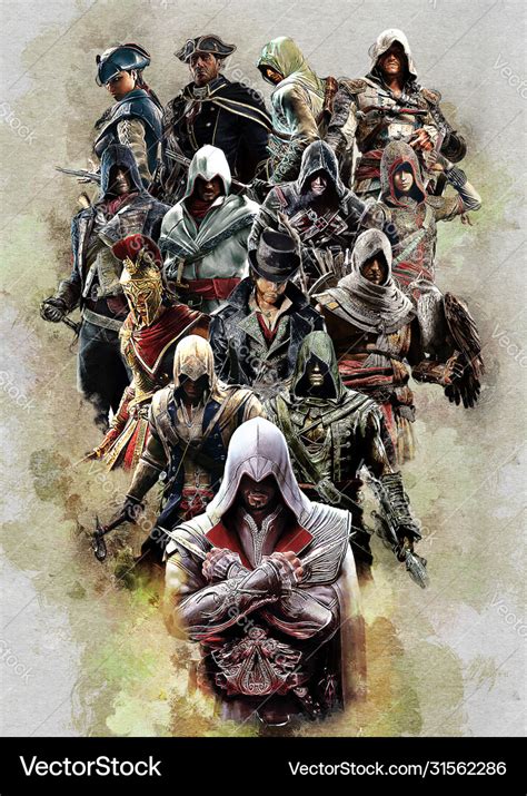 Assassins Creed All Characters Royalty Free Vector Image