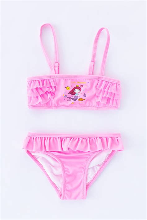 Kız Mermaid Bandeau Bikini Takımı PLFTNTD720IY LP1 Açık Pembe Penti