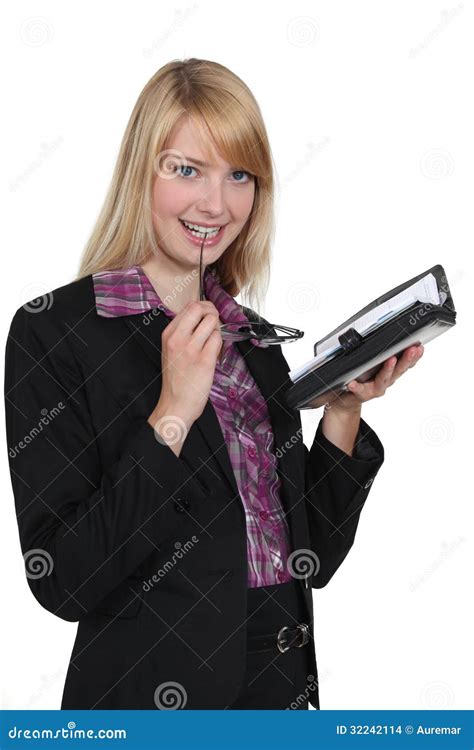 Cute Blonde Secretary Stock Photo Image Of Adult Office 32242114