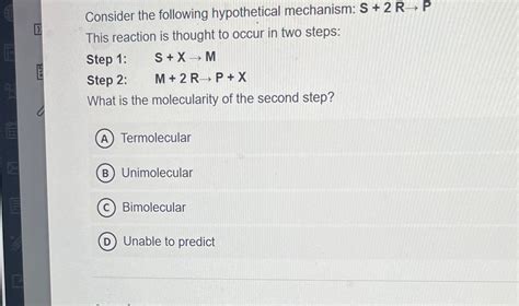 Solved Consider The Following Hypothetical Mechanism Chegg