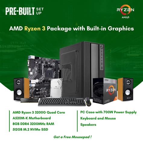 AMD Ryzen 3 3200G Quad Core | Vega 8 Graphics | A520M | 8GB DDR4 RAM ...