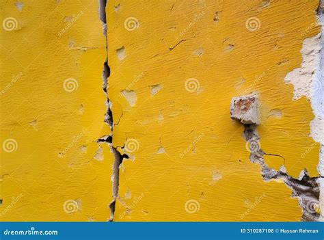 Close Up Badly Fixed Building Facade Wall Covered With Cracks In