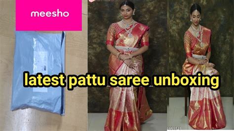 Meesho Latest Pattu Saree Unboxing Cost 1092rs Code 74851343 Meesho