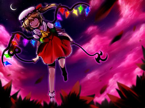 Blonde Hair Flandre Scarlet Hat Red Eyes Touhou Vampire Weapon Wings R Konachan
