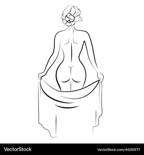 Nude Weibliche Figur Back View Lizenzfreies Vektorbild