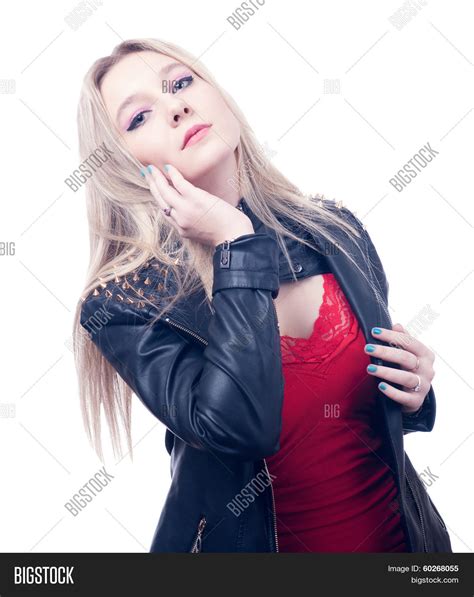 Blonde Leather Jacket Image Photo Free Trial Bigstock