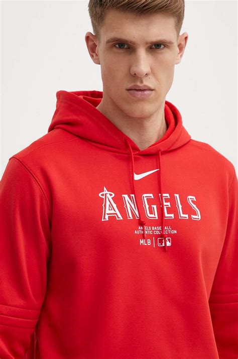 Nike Bluza Los Angeles Angels Męska Kolor Czerwony Z Kapturem Z